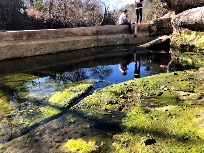 Jacob's Well with very low water levels in the winter.