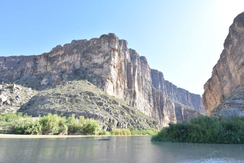 Looking at Santa Elena Canyon from across the river at Big Bend National Park