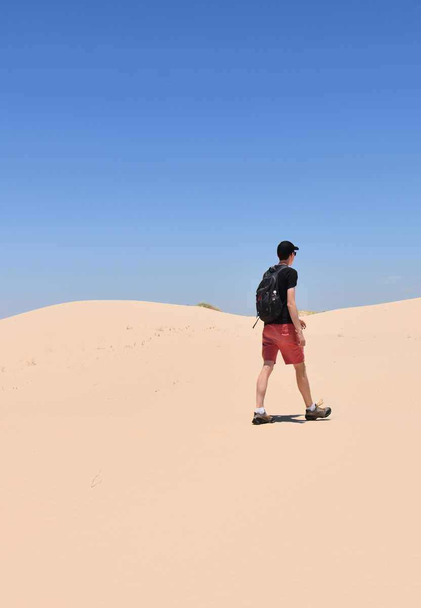 Joe walking on the Monahans Sandhills State Park.