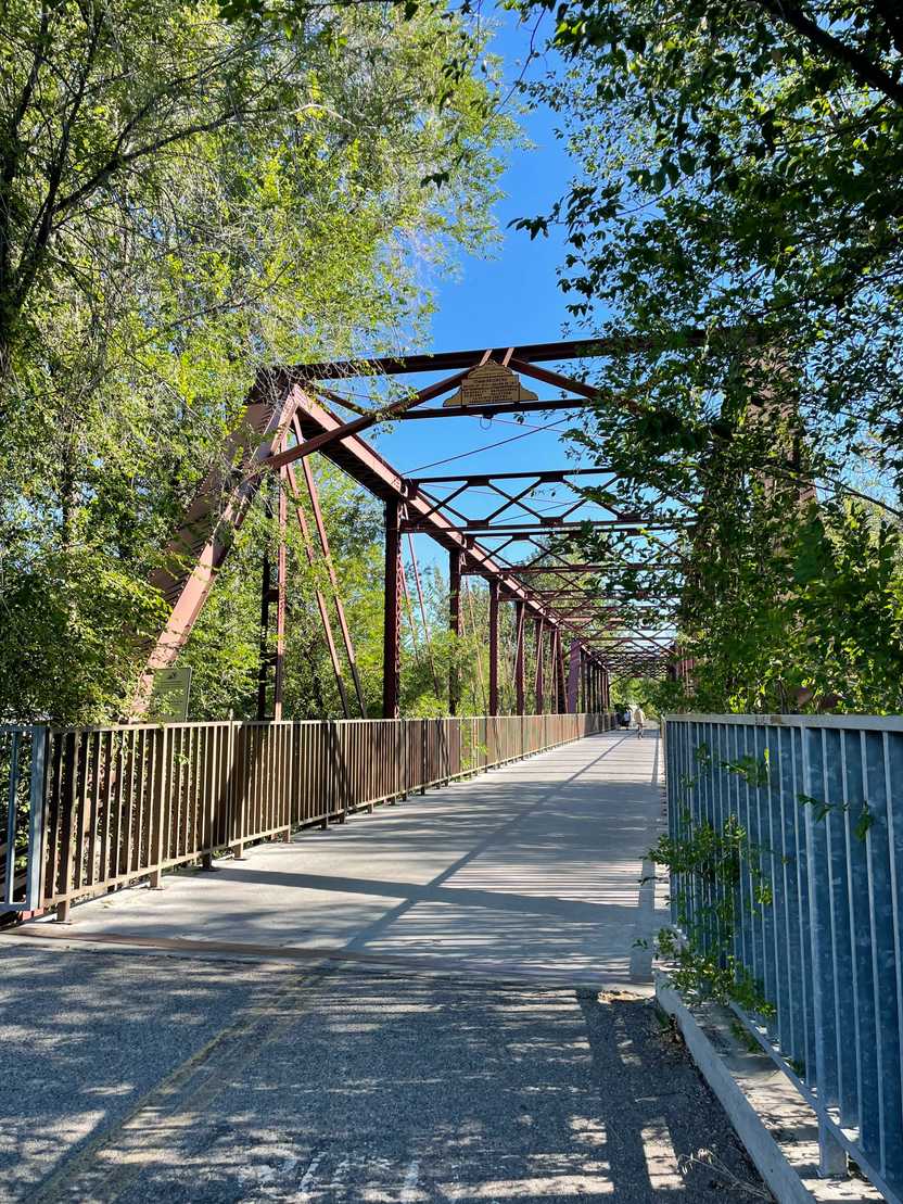 Looking across a bridge on the Boise River Greenbelt. Looking across a bridge on the Boise River Greenbelt.