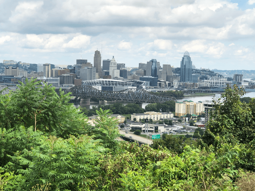 A view of the Cincinnati skyline from Devou Park in Kentucky