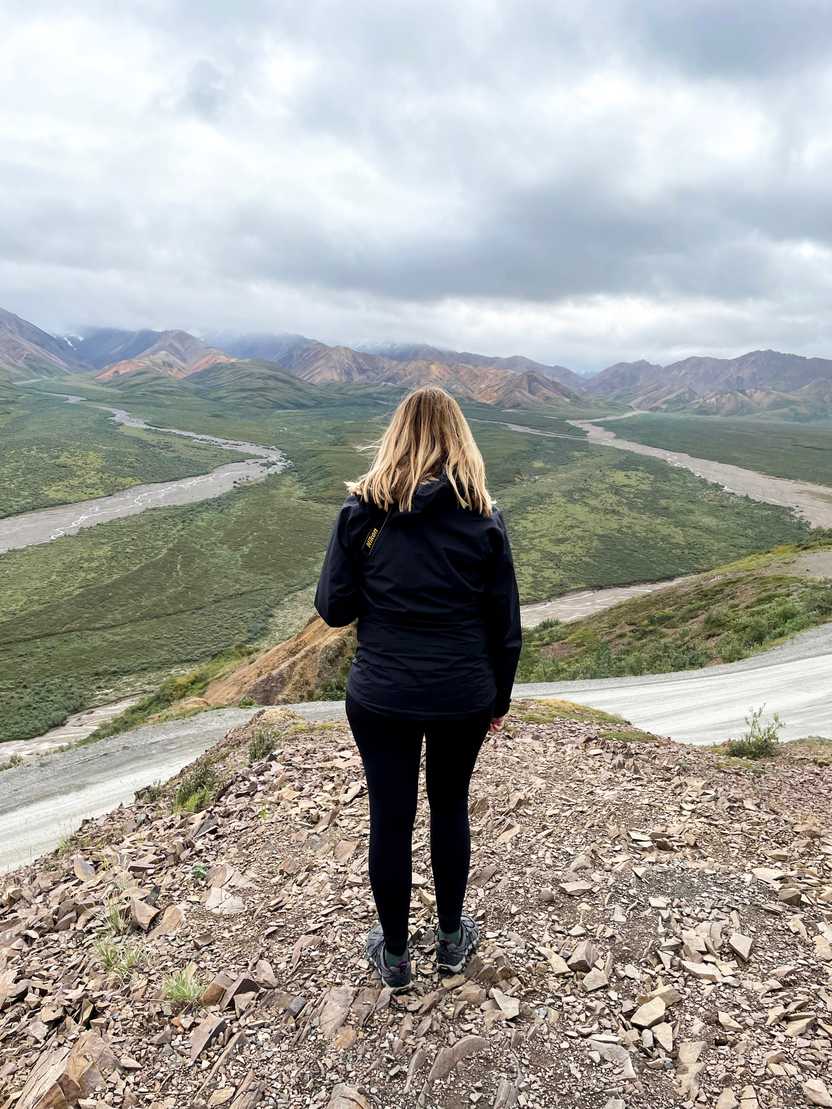 Lydia standing at the Polychrome Overlook