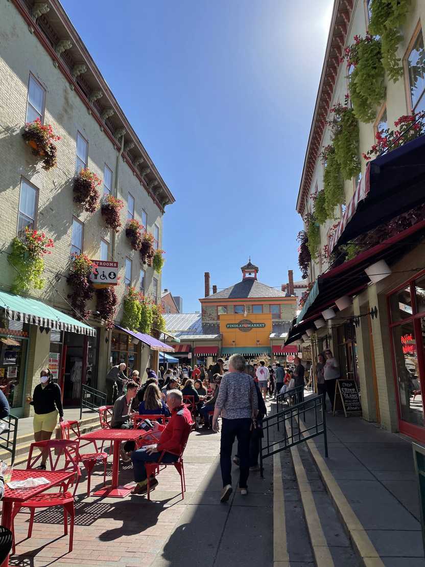 Walking around outside at Findlay Market.