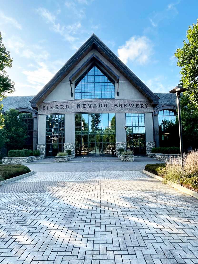 The grand exterior of the Sierra Nevada Brewery.