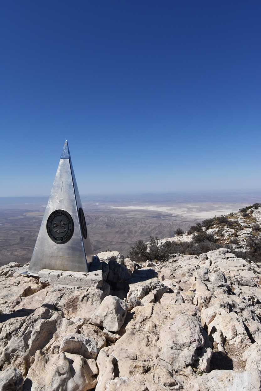 A large meal pyramid on the top of Guadalupe Peak.