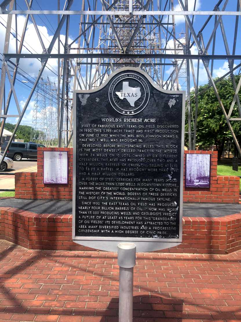 A historical sign for the "world's richest acre"