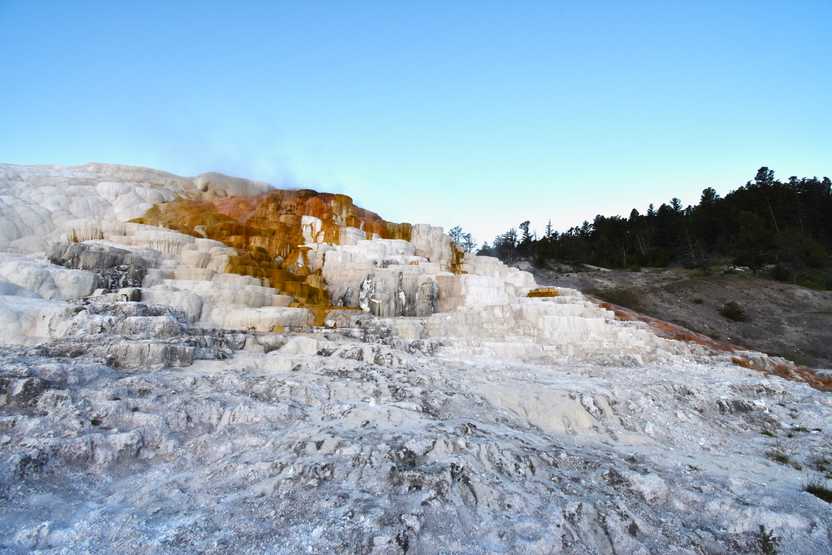 A staircase of white sulphur and some orange.