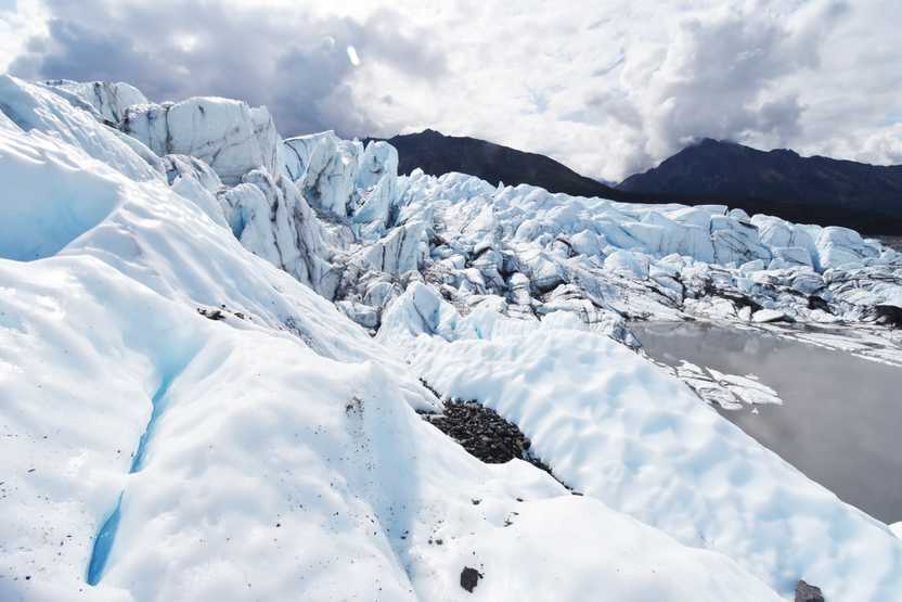 Looking out into a large area of ice sticking up in every direction at Matanuska Glacier.