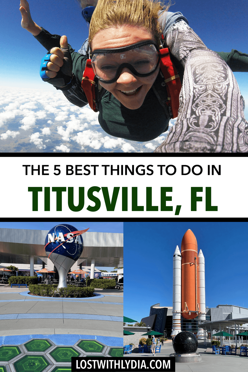 Considering a trip to Titusville, Florida? This guide includes the 5 best things to do in Titusville. Read details on visiting the Kennedy Space Center, skydiving and more.