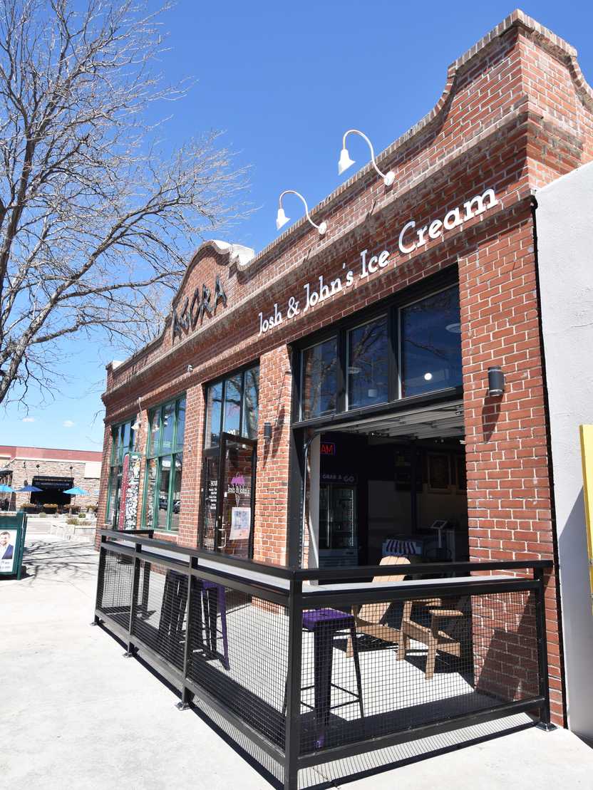 The brick exterior of Josh & John's Ice Cream