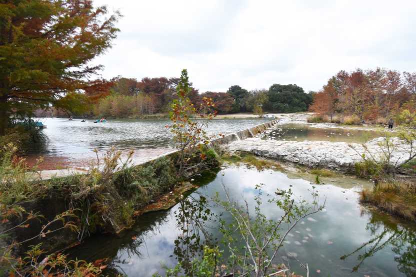 Looking at the dam going across the Frio River in Garner State Park