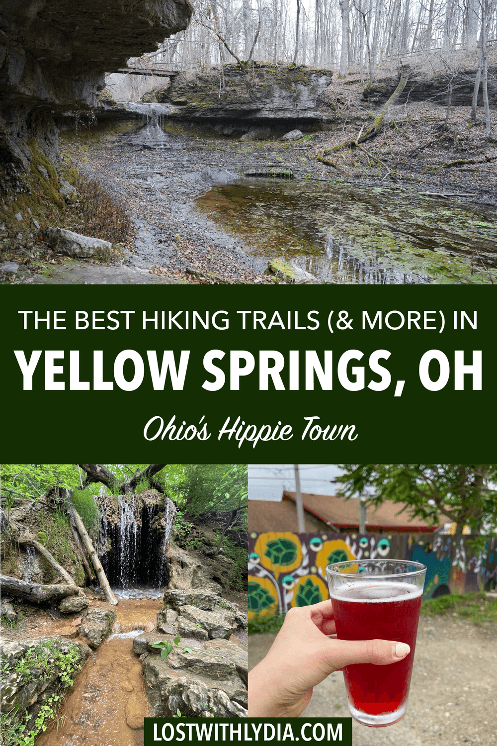 Discover the best hiking trails in Yellow Springs, Ohio's hippie town! These trails have beautiful waterfalls, unique rock formations and are fun to everyone. After a day of hiking, explore downtown Yellow Springs.