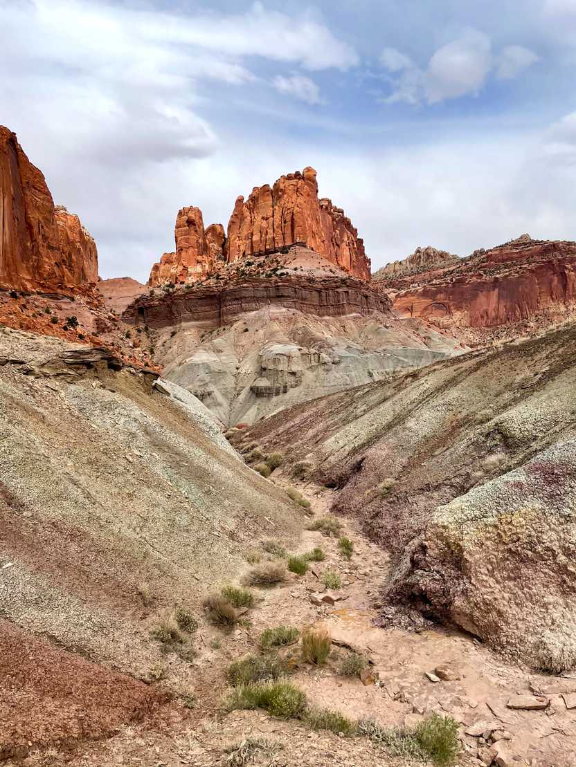 A tower of orange rocks.
