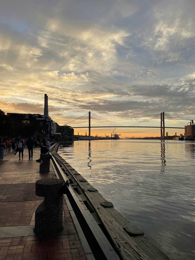 A view of the Savannah River at sunset
