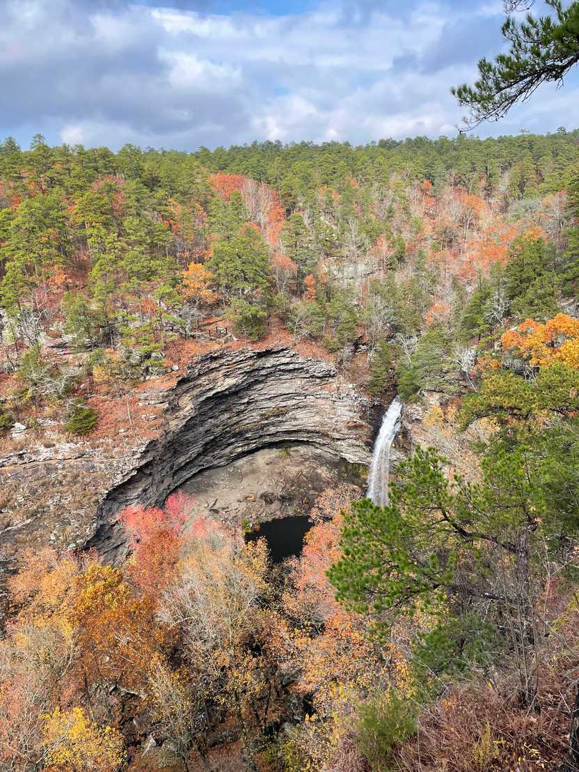 Looking down at the Cedar Falls from the overlook in the fall.
