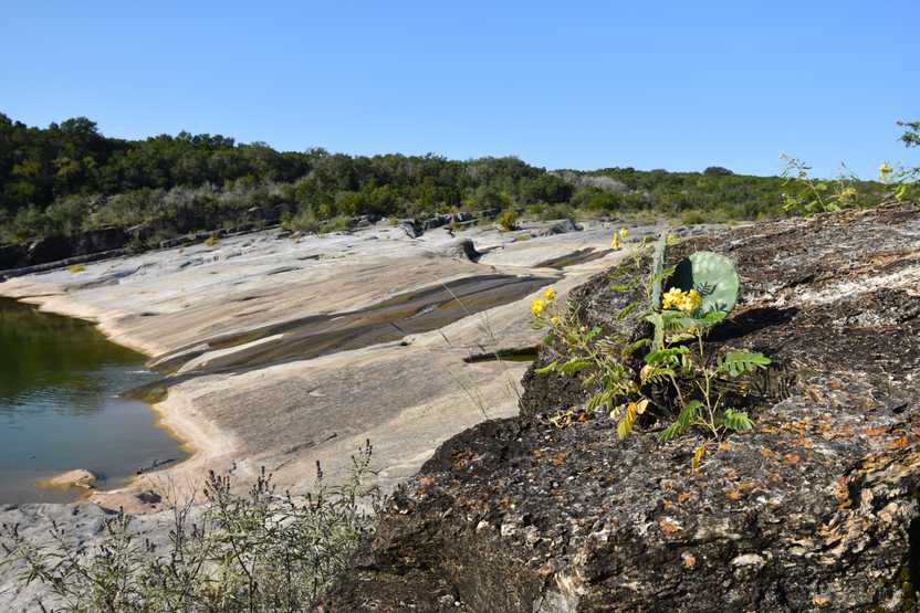A smooth area of rocks at Pedernales Falls