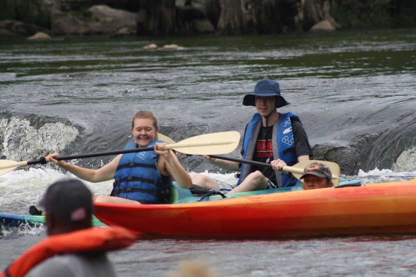 Lydia and Joe having just come down the 3 foot waterfall.