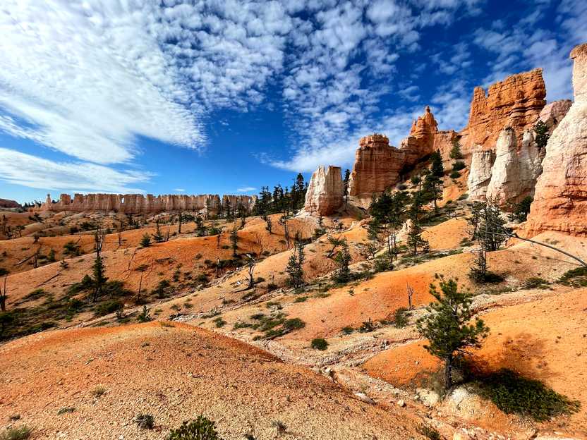 A view of the China Wall rock formation on the Fairyland Loop trail.