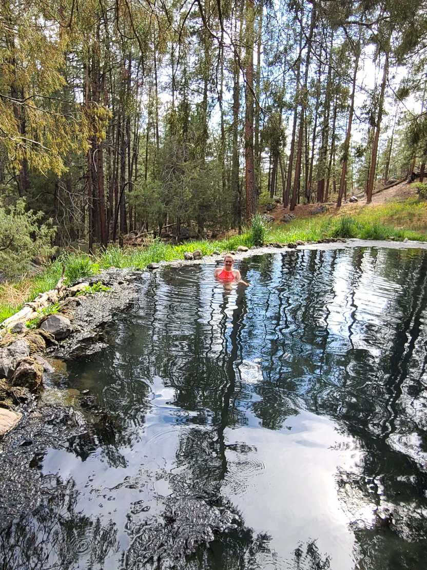 Lydia swimming in one of the pools at McCauley Warm Springs.
