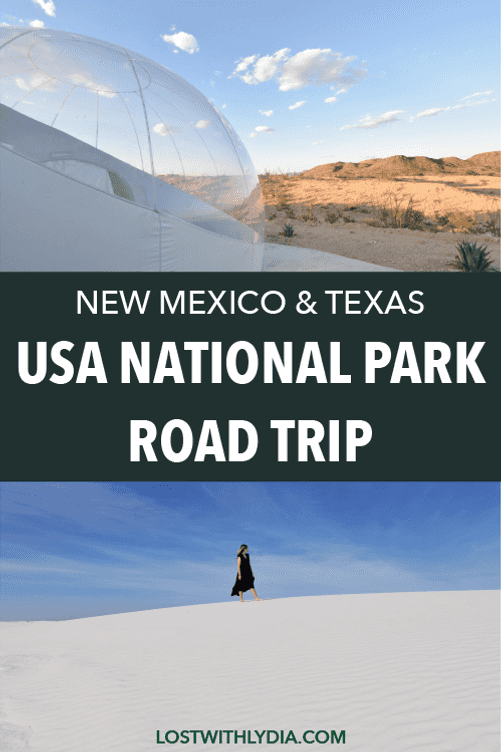 Take a road trip through New Mexico and West Texas to national parks, state parks, small towns and more. Visit less crowded national parks during this epic 12 day road trip. This post includes a packing list for a desert road trip, tips for traveling in the desert and the best hikes along the way. It also includes where to stay in Terlingua, the best things to do in Big Bend, the best hikes in the Guadalupe Mountains, where to stay in El Paso, West Texas state parks and what do in White Sands.
