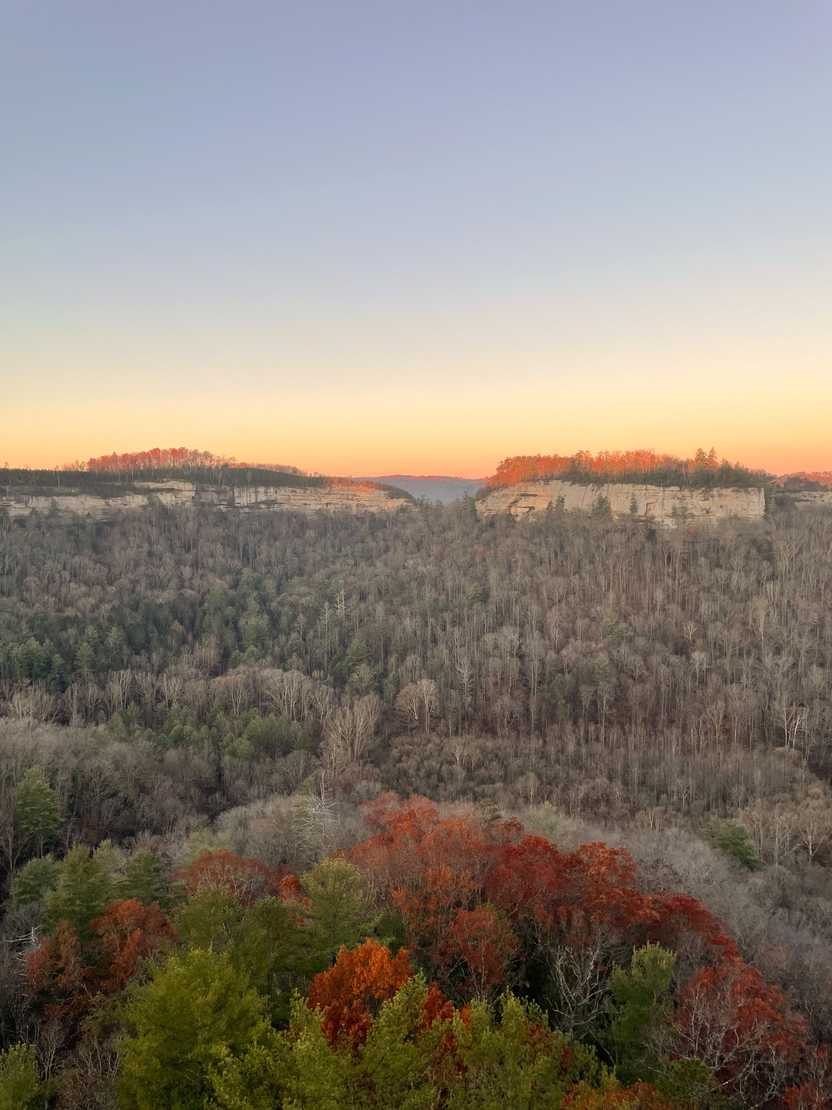 A view of rock formations across the gorge from the Chimney Top trail.